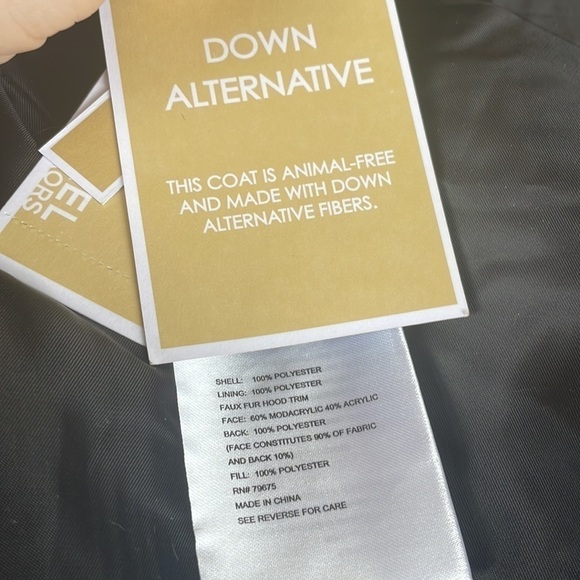 Brand New Michael Kors Black Down Alternative Zippered Faux Fur Hooded Belt Coat - Picture 14 of 16